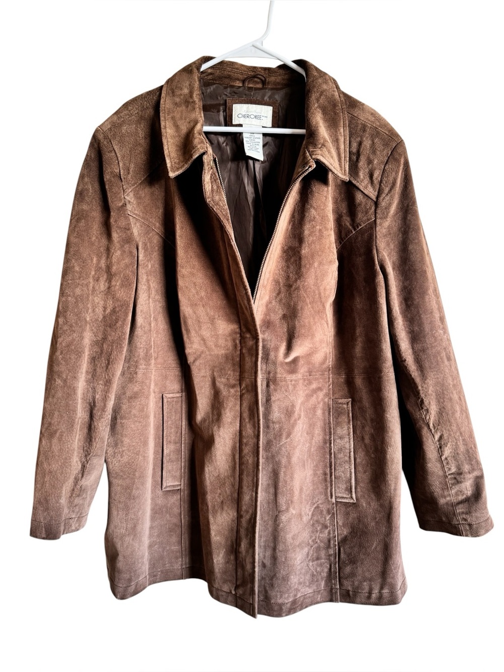 Vintage 90s Cherokee Women's Brown Suede Leather Jacket Plus Size 24W